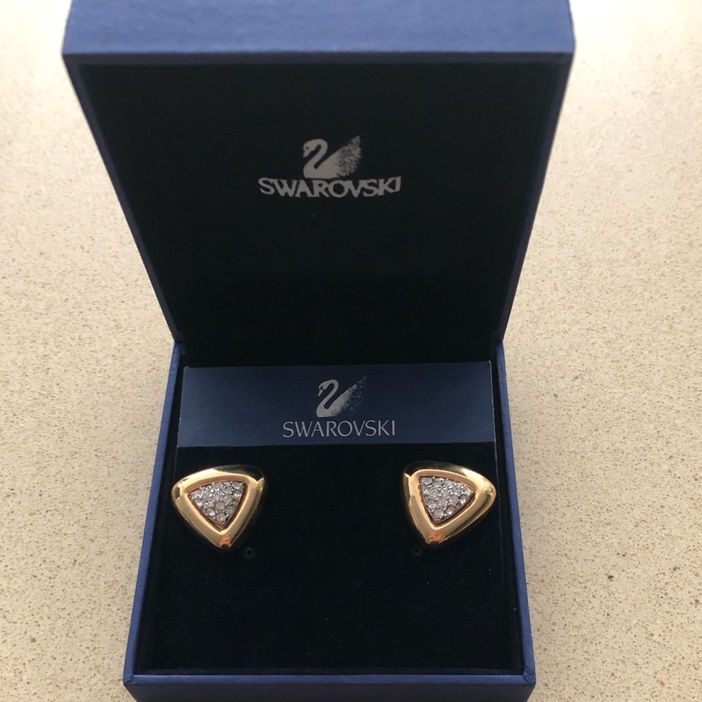 Swarovski gold plated crystal post back earrings